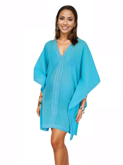 BOHO Kaftan Cotton Dress Blue - Tenku Designs