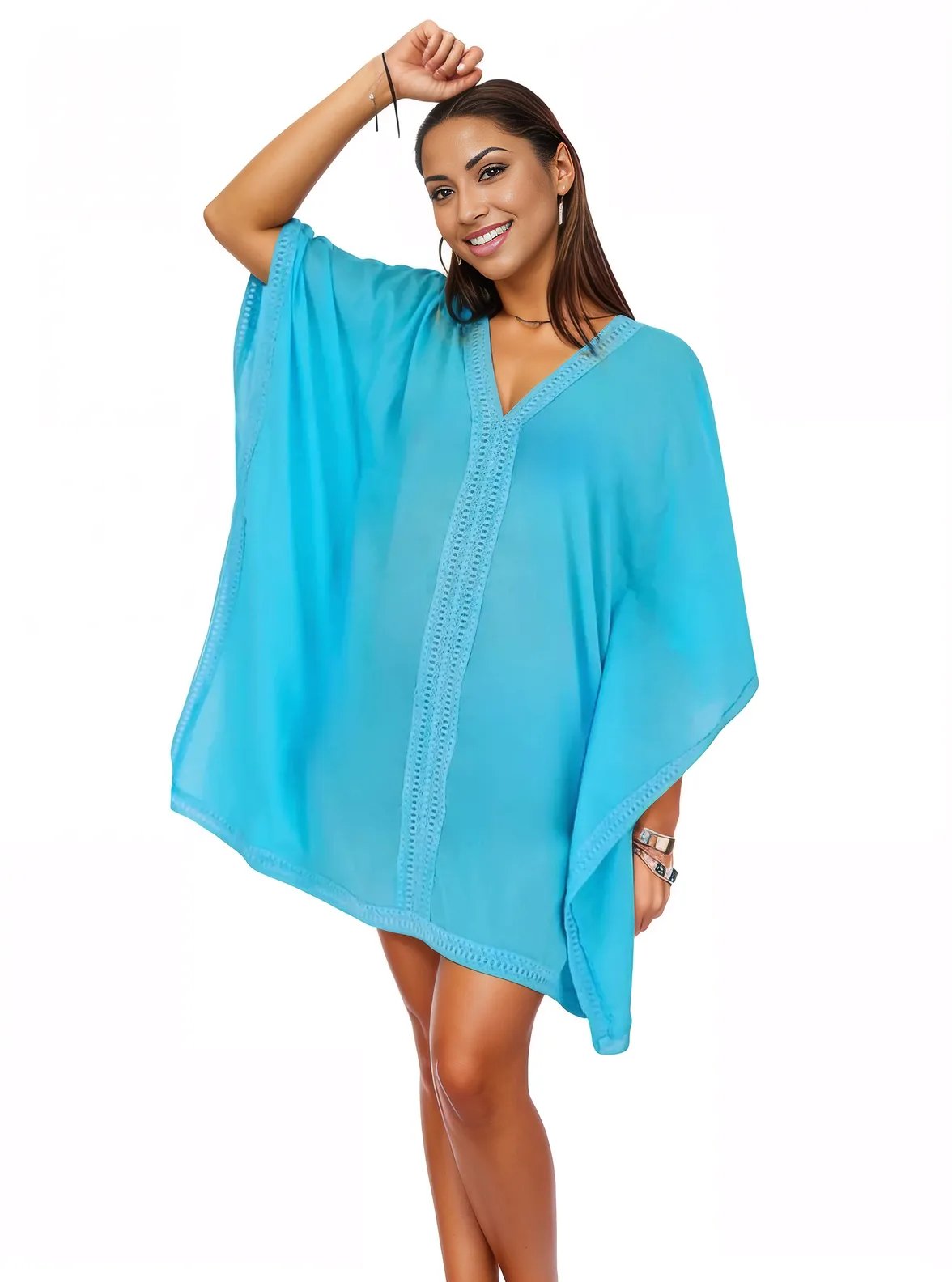 BOHO Kaftan Cotton Dress Blue - Tenku Designs