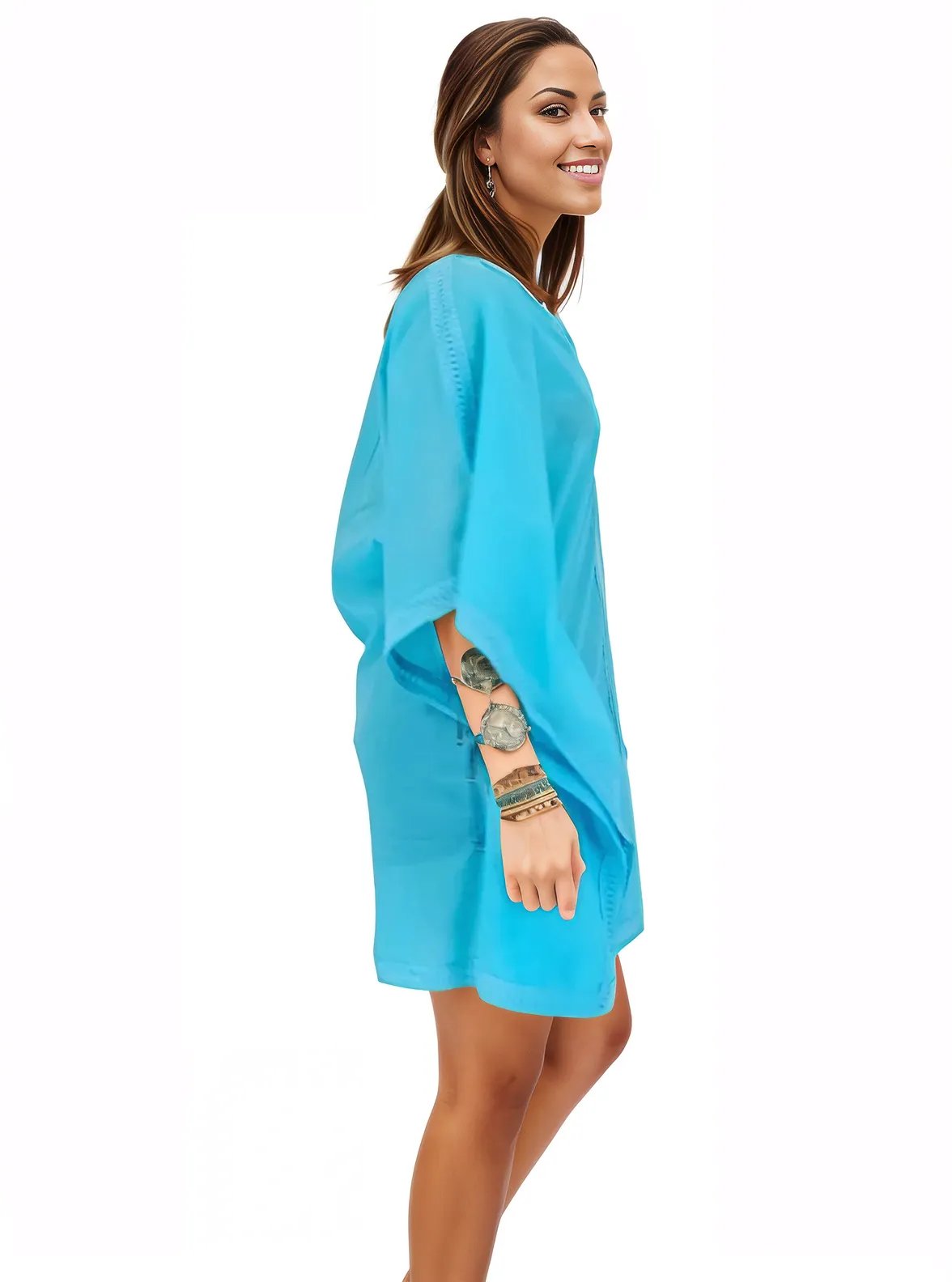 BOHO Kaftan Cotton Dress Blue - Tenku Designs