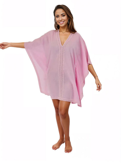 BOHO Kaftan Cotton Light Pink Dress - Tenku Designs