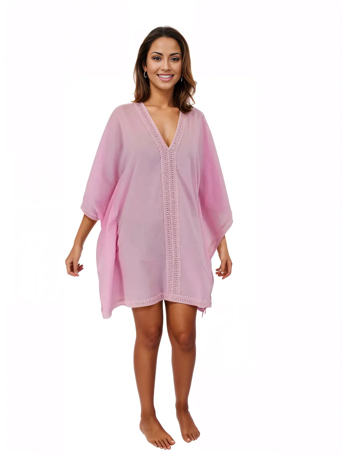 BOHO Kaftan Cotton Light Pink Dress - Tenku Designs