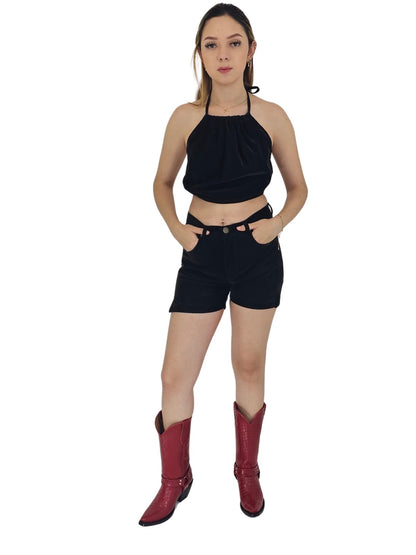 Buttery Soft Black Velvet Shorts – 5 - Pocket, Lightweight & Breathable Black - Tenku Designs