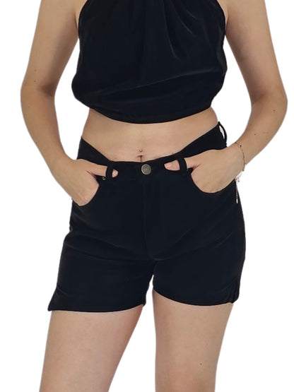 Buttery Soft Black Velvet Shorts – 5 - Pocket, Lightweight & Breathable Black - Tenku Designs
