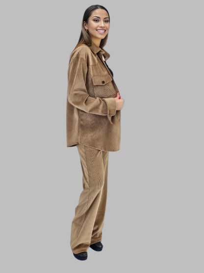 Buttery Soft Oversized Corduroy Shirt – Luxe Comfort with Country - Chic Style Khaki - Tenku Designs