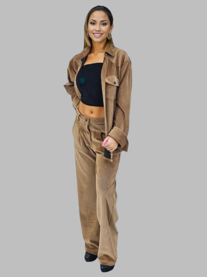 Buttery Soft Oversized Corduroy Shirt – Luxe Comfort with Country - Chic Style Khaki - Tenku Designs