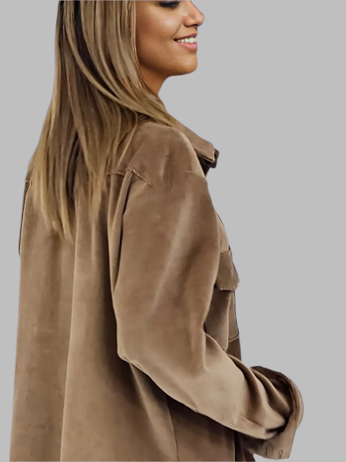 Buttery Soft Oversized Corduroy Shirt – Luxe Comfort with Country - Chic Style Khaki - Tenku Designs