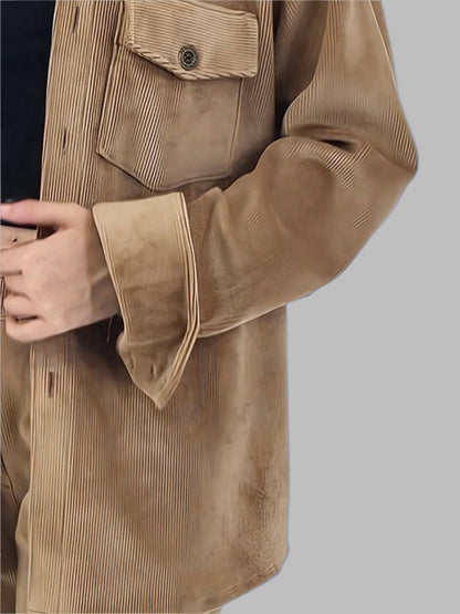 Buttery Soft Oversized Corduroy Shirt – Luxe Comfort with Country - Chic Style Khaki - Tenku Designs