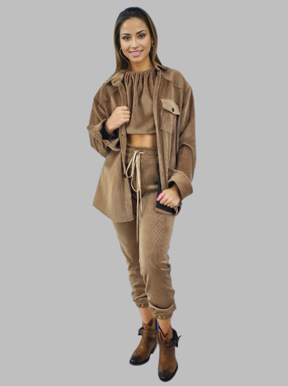 Buttery Soft Oversized Corduroy Shirt – Luxe Comfort with Country - Chic Style Khaki - Tenku Designs