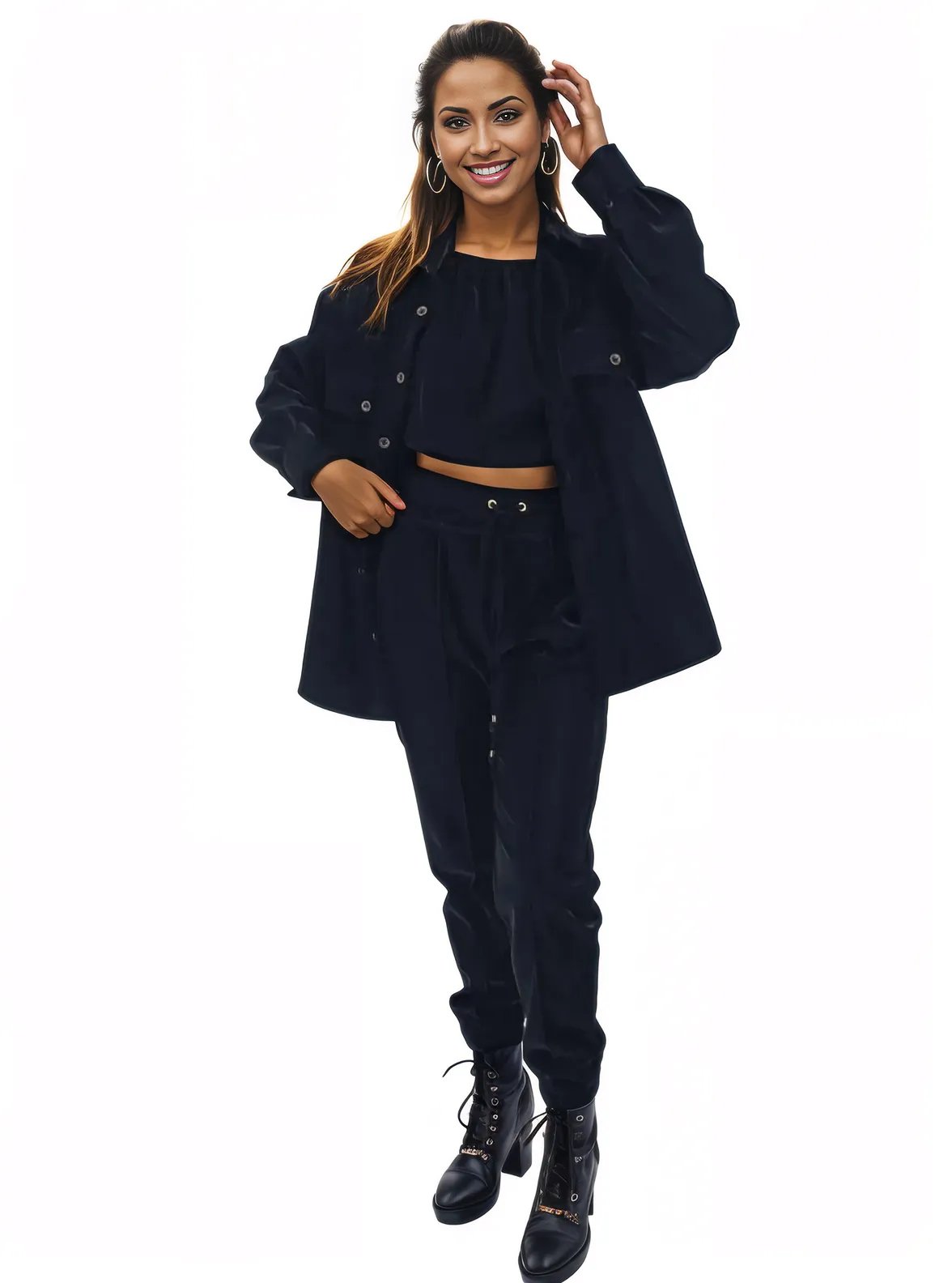 Buttery Soft Oversized Velvet Shirt – Luxe Comfort with Country - Chic Style Black - Tenku Designs