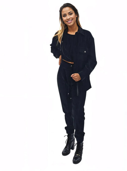 Buttery Soft Oversized Velvet Shirt – Luxe Comfort with Country - Chic Style Black - Tenku Designs