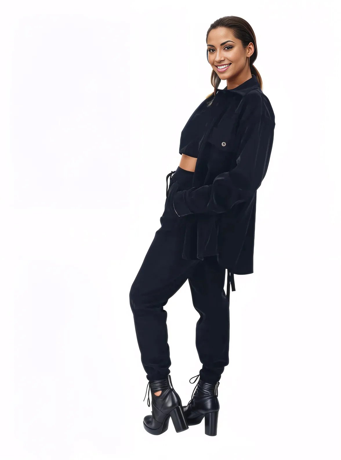 Buttery Soft Oversized Velvet Shirt – Luxe Comfort with Country - Chic Style Black - Tenku Designs