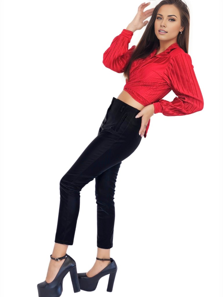 Buttery Soft Velvet High - Rise Skinny Pants Black - Tenku Designs