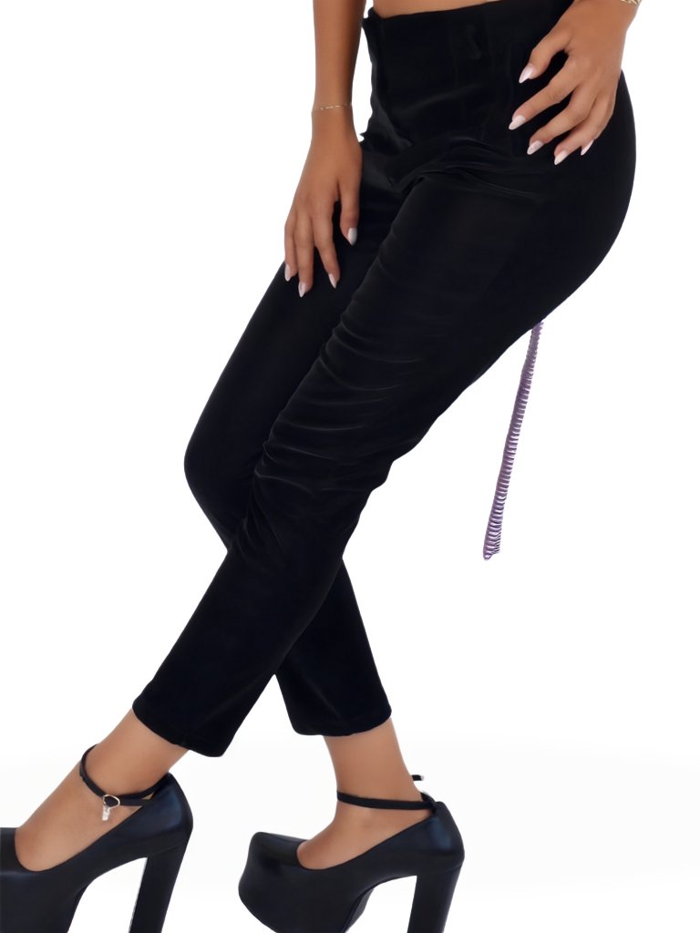 Buttery Soft Velvet High - Rise Skinny Pants Black - Tenku Designs