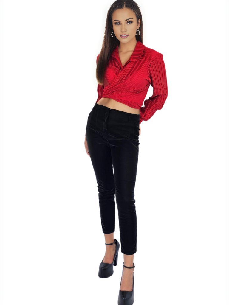 Buttery Soft Velvet High - Rise Skinny Pants Black - Tenku Designs