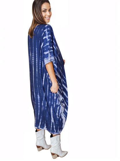 Cobalt Blue Boho Tie - Dye Cardigan | Cozy & Chic - Tenku Designs