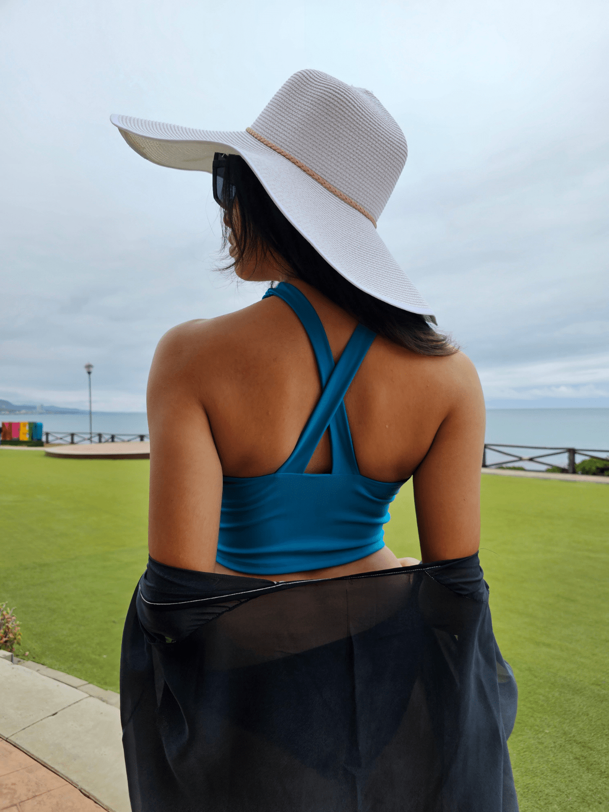 Criss Cross Neck Crop Top Blue - Tenku Designs