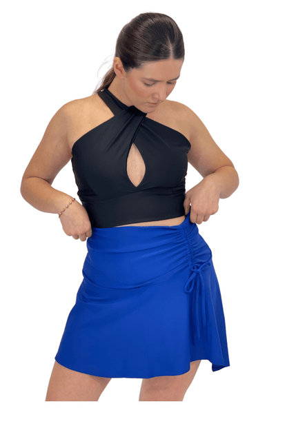 Criss Cross Neck Crop Top – Sexy Halter Tank Top with Keyhole Cutout & Full Back Coverage Black - Tenku Designs