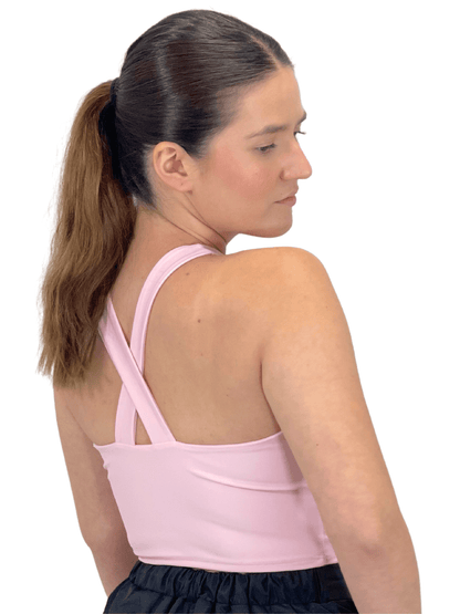 Criss Cross Neck Crop Top – Sexy Halter Tank Top with Keyhole Cutout & Full Back Coverage Light Pink - Tenku Designs