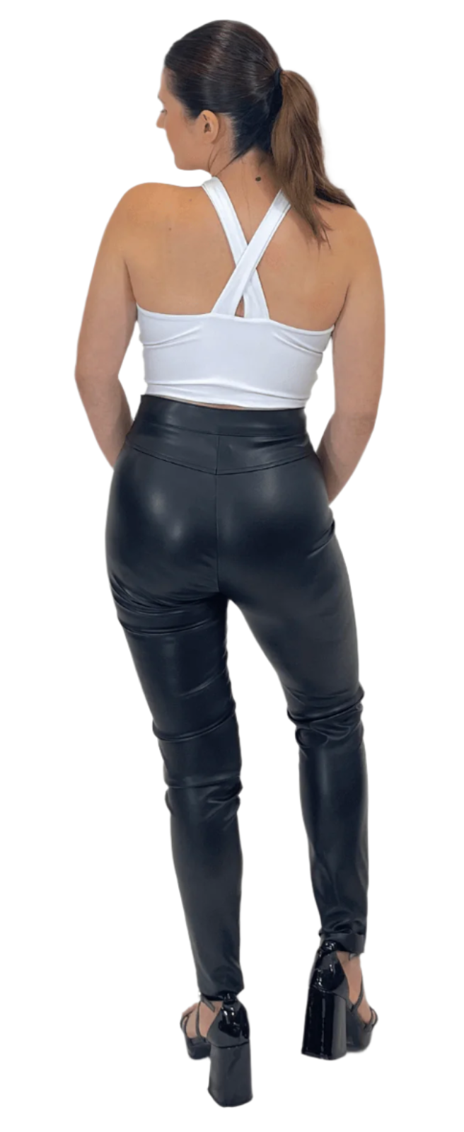 Criss Cross Neck Crop Top – Sexy Halter Tank Top with Keyhole Cutout & Full Back Coverage White - Tenku Designs