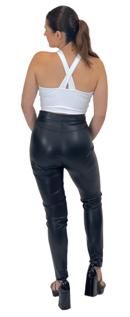 Criss Cross Neck Crop Top – Sexy Halter Tank Top with Keyhole Cutout & Full Back Coverage White - Tenku Designs