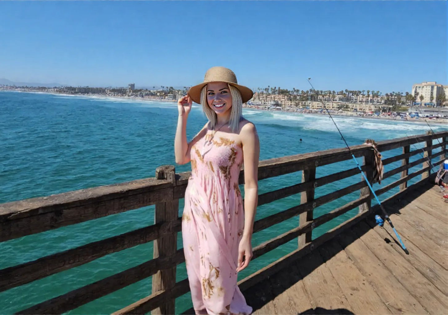 Elegant Strapless Dress with Gathered Bodice & Flowy Pink - Tenku Designs