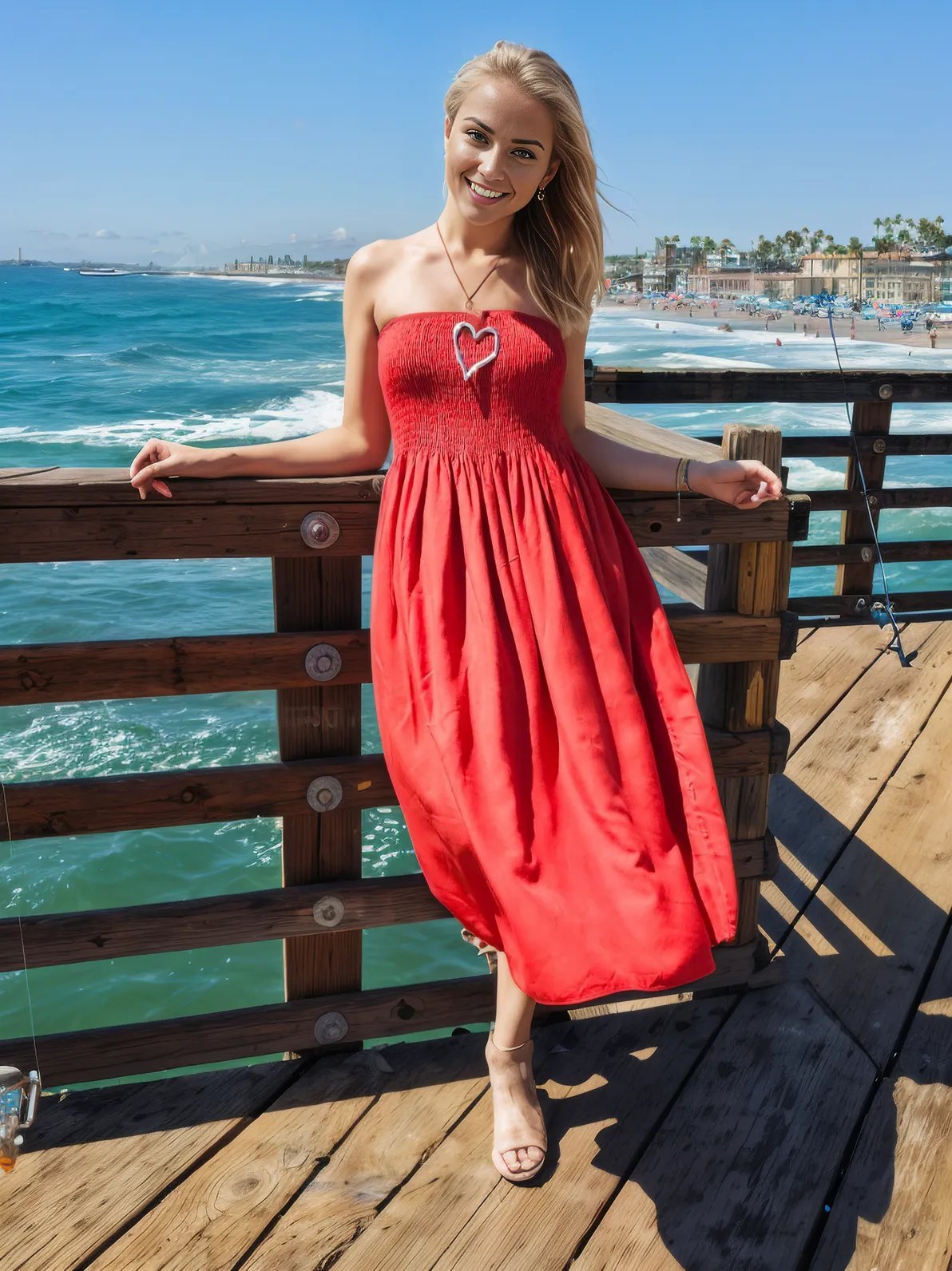 Elegant Strapless Dress with Gathered Bodice & Flowy Red - Tenku Designs