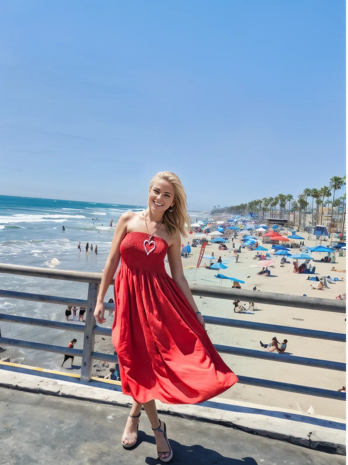 Elegant Strapless Dress with Gathered Bodice & Flowy Red - Tenku Designs