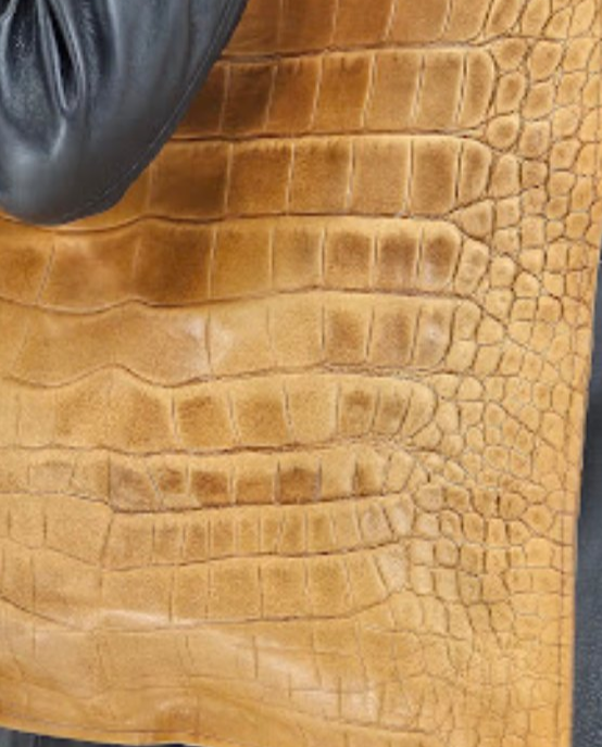 G Bag Crocodile Embossed Camel