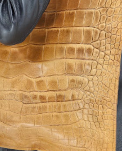 G Bag Crocodile Embossed Camel