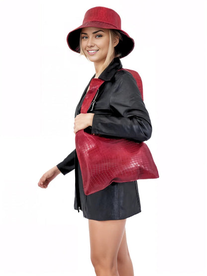 G Bag Crocodile Embossed Red - Tenku Designs