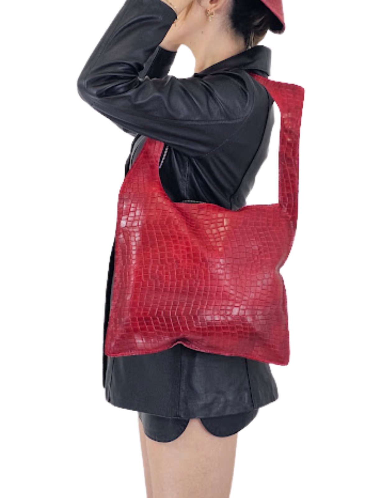 G Bag Crocodile Embossed Red - Tenku Designs