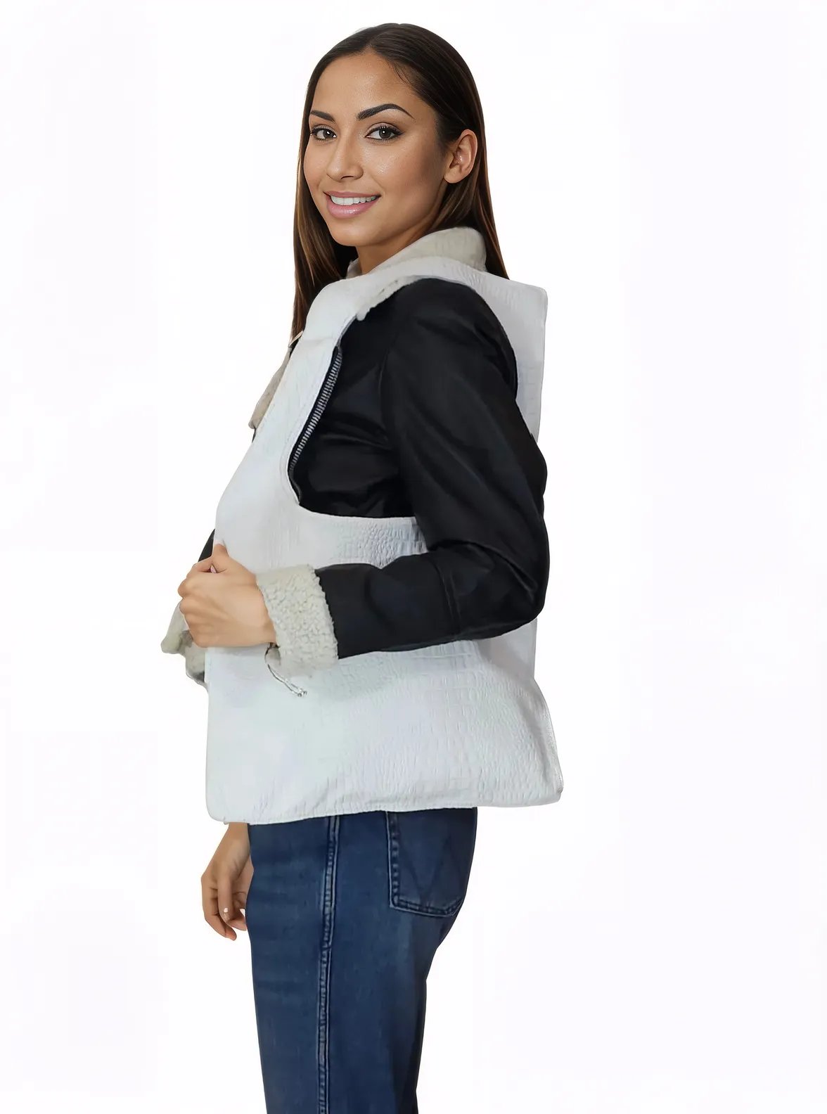 G Bag Crocodile Embossed White - Tenku Designs