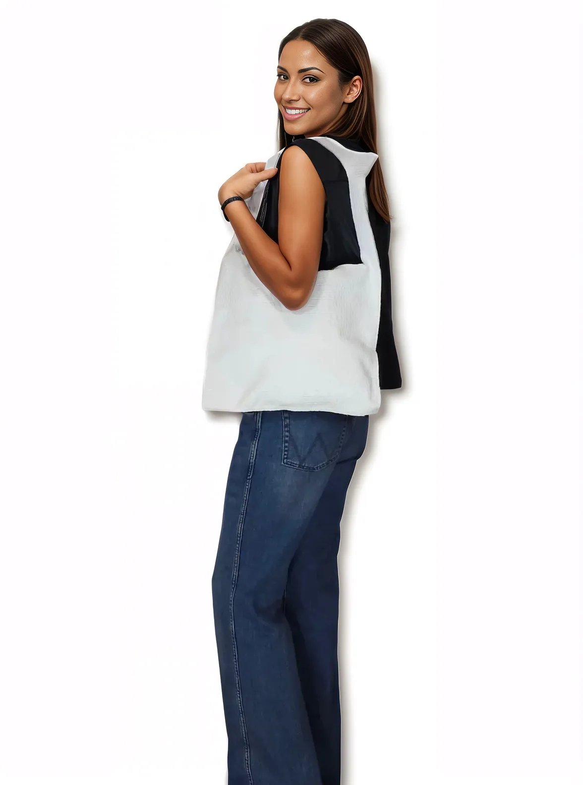 G Bag Crocodile Embossed White - Tenku Designs