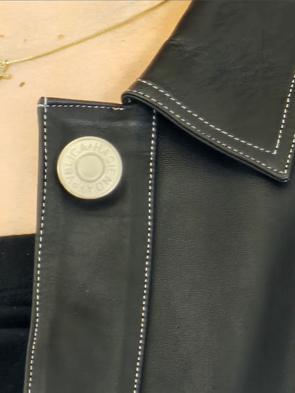 Handcrafted Oversized Sheepskin Leather Trucker Jacket – Stylish & Timeless - Tenku Designs