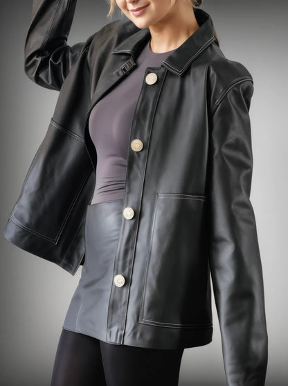 Handcrafted Oversized Sheepskin Leather Trucker Jacket – Stylish & Timeless - Tenku Designs