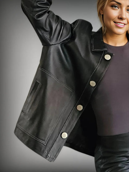 Handcrafted Oversized Sheepskin Leather Trucker Jacket – Stylish & Timeless - Tenku Designs