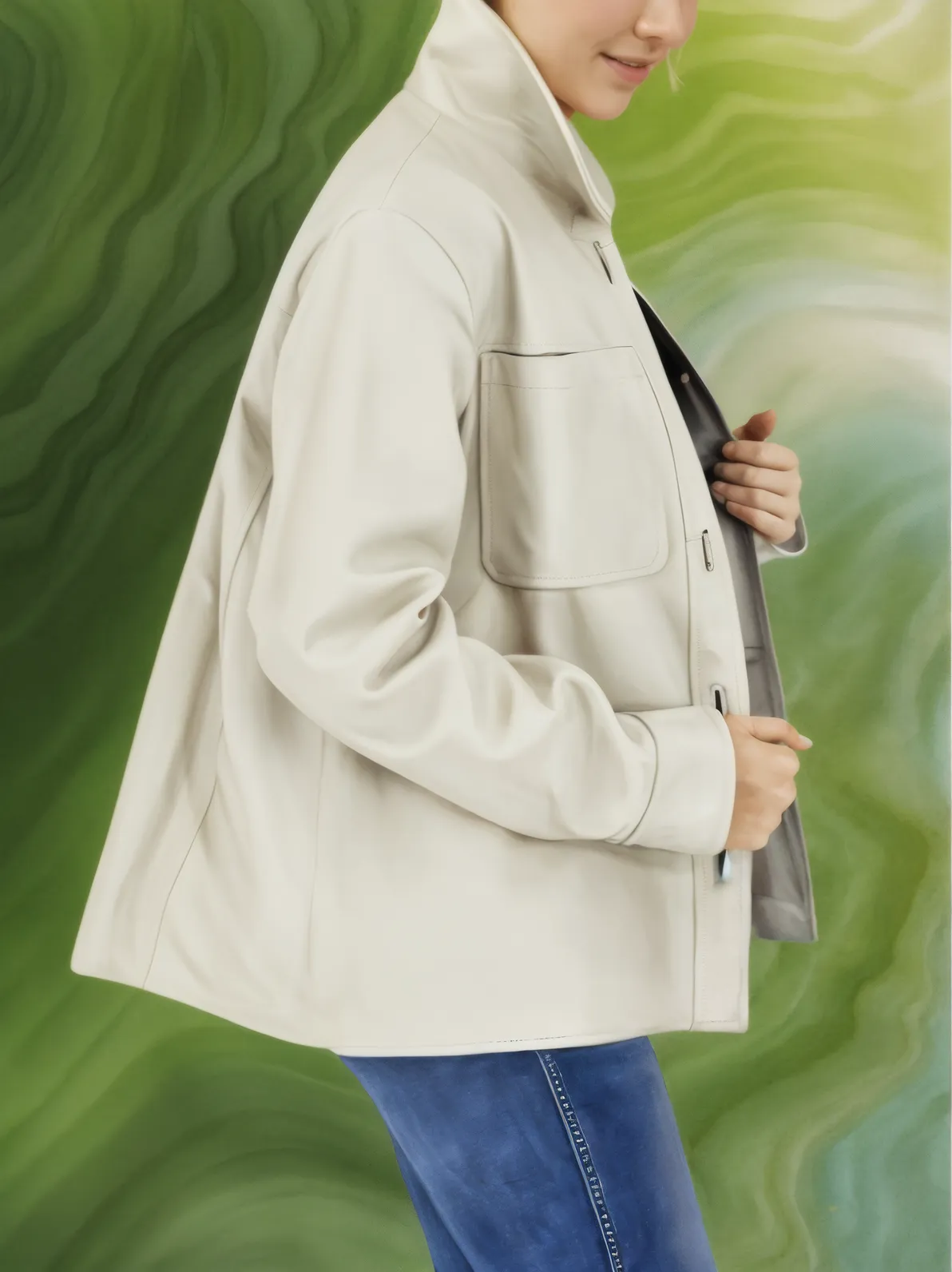 Handcrafted Oversized Women's Sheepskin Leather Jacket – Stylish & Versatile Bone - Tenku Designs