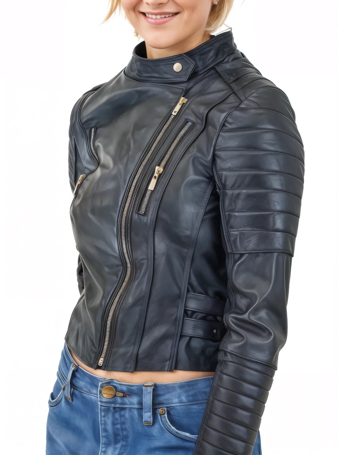 Handcrafted Women's Sheepskin Leather Biker Jacket – Premium Biker Style Black - Tenku Designs