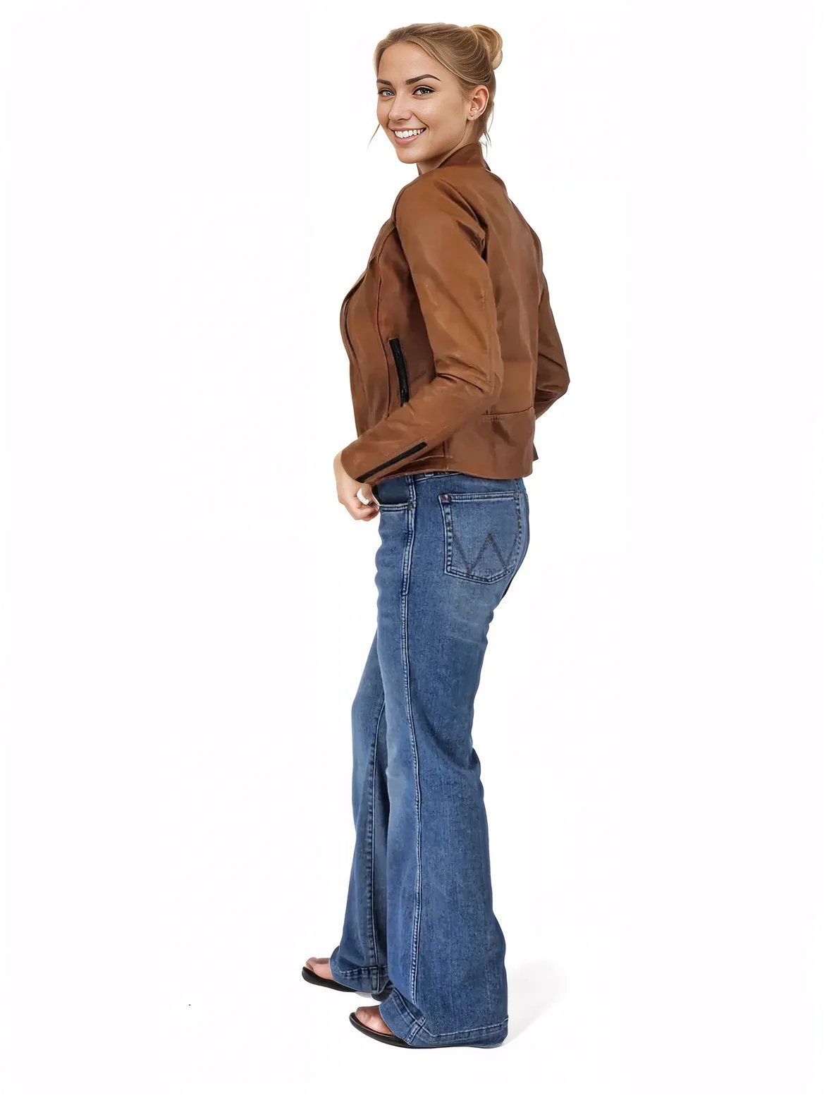 Handcrafted Women's Sheepskin Leather Biker Jacket – Premium Biker Style Honey - Tenku Designs