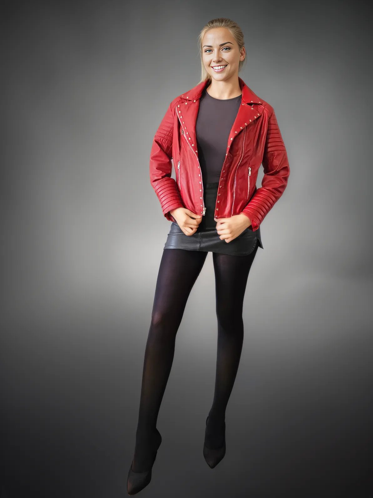 Handcrafted Women's Sheepskin Leather Biker Jacket – Premium Biker Style Red - Tenku Designs