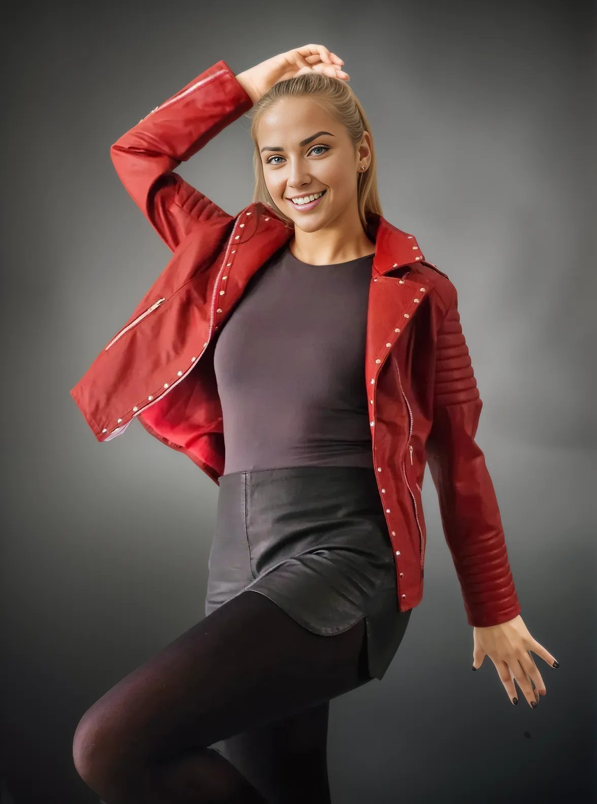 Handcrafted Women's Sheepskin Leather Biker Jacket – Premium Biker Style Red - Tenku Designs