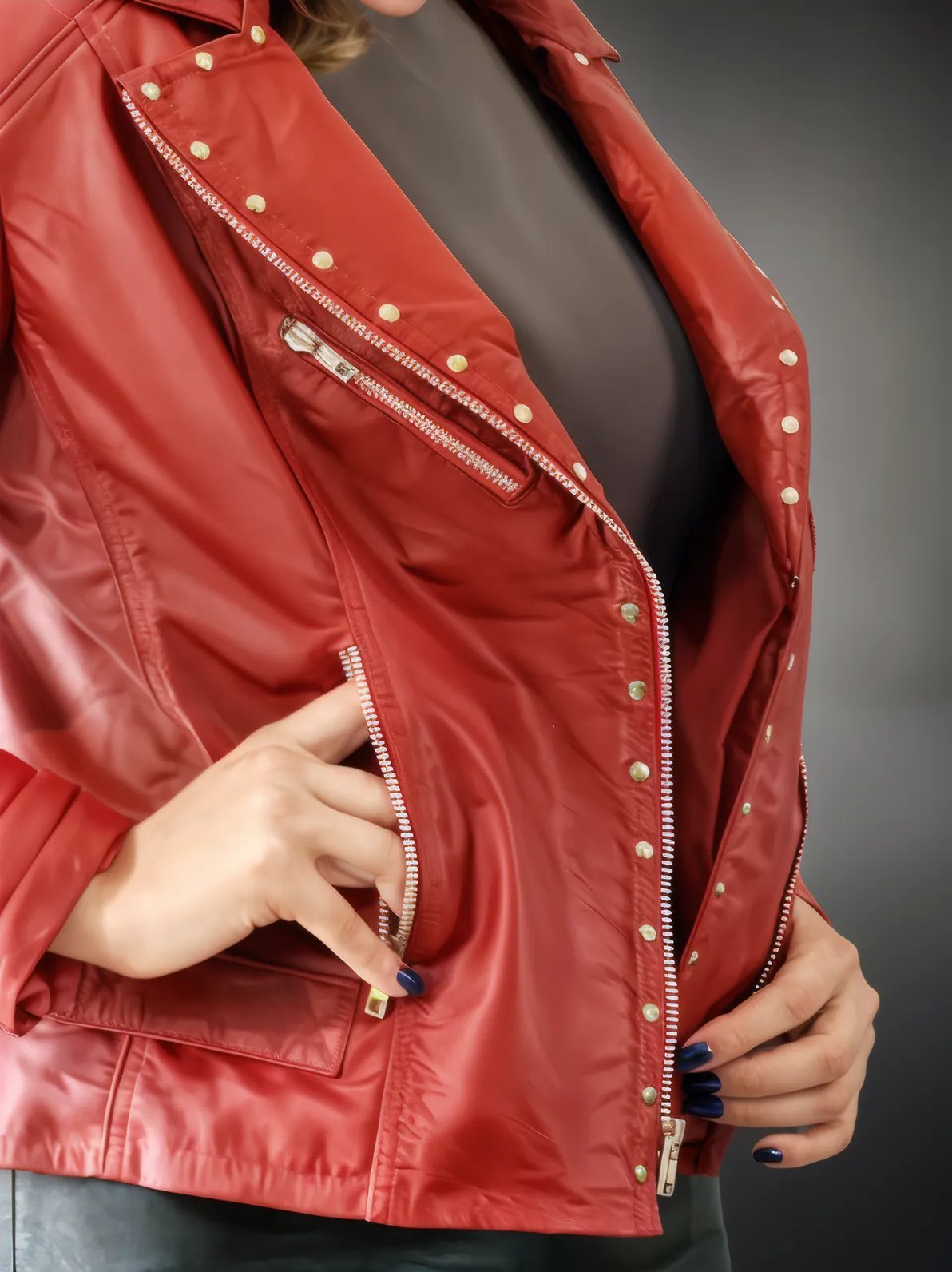 Handcrafted Women's Sheepskin Leather Biker Jacket – Premium Biker Style Red - Tenku Designs