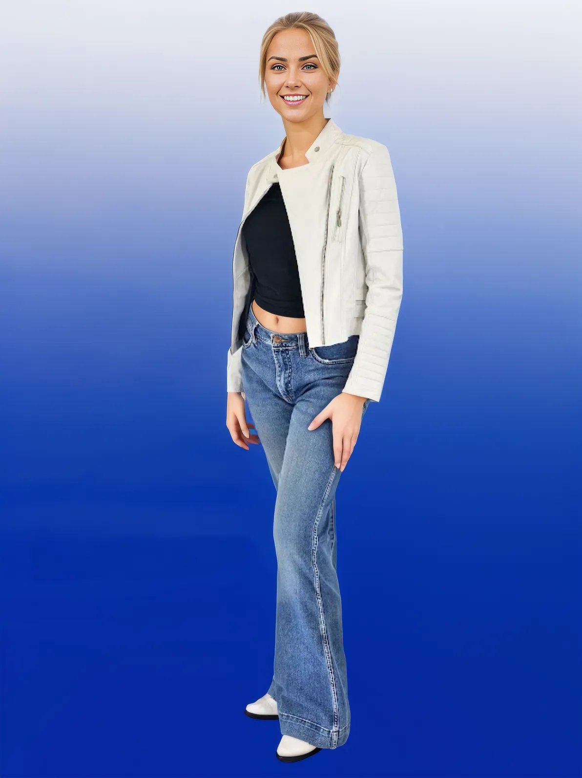 Handcrafted Women's Sheepskin Leather Biker Jacket – Premium Biker Style White - Tenku Designs