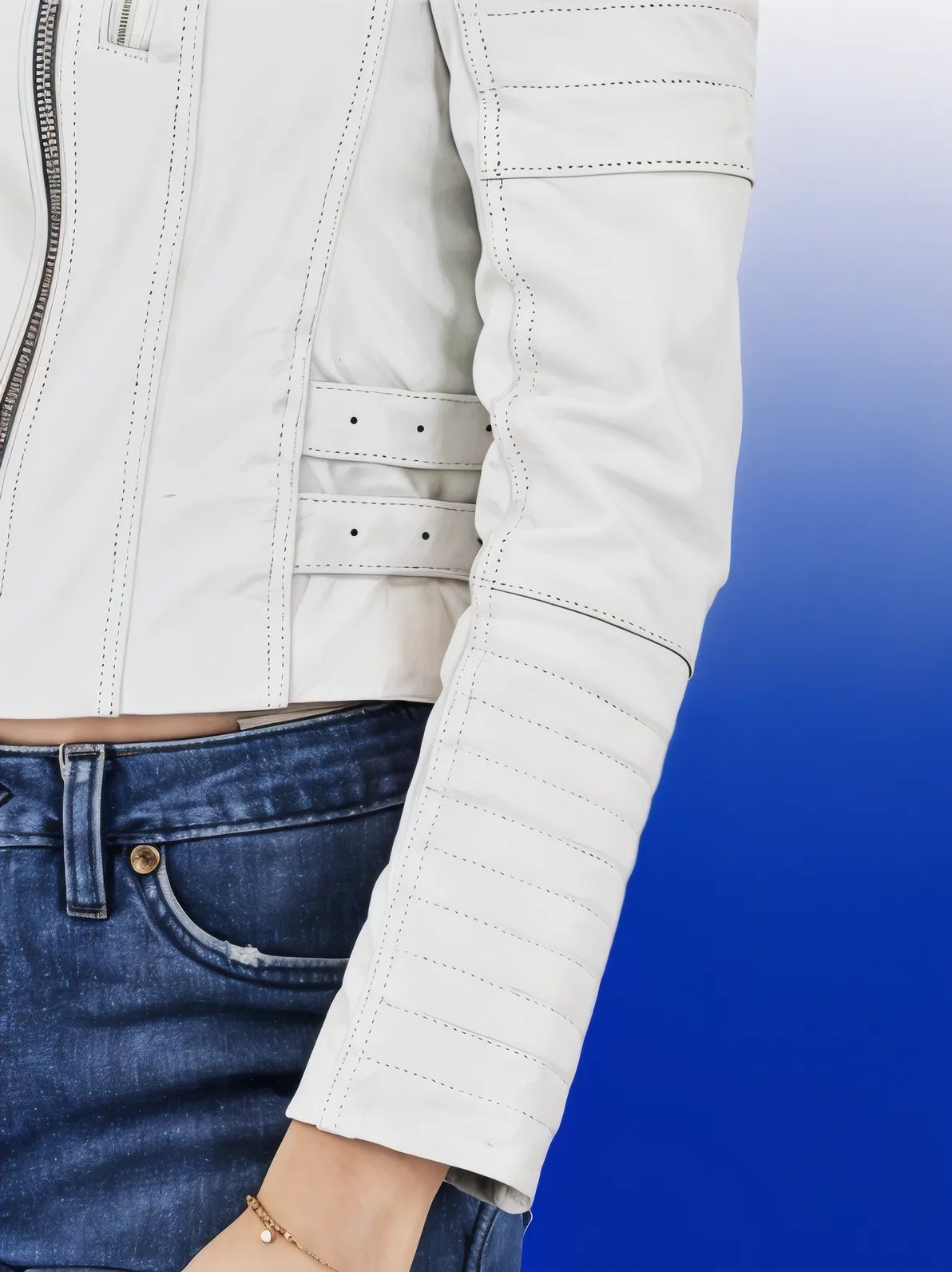 Handcrafted Women's Sheepskin Leather Biker Jacket – Premium Biker Style White - Tenku Designs