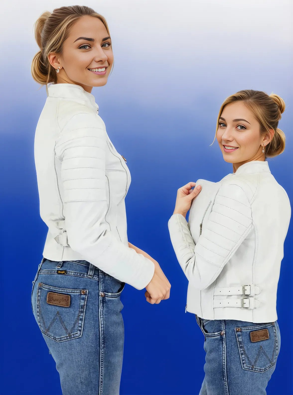 Handcrafted Women's Sheepskin Leather Biker Jacket – Premium Biker Style White - Tenku Designs