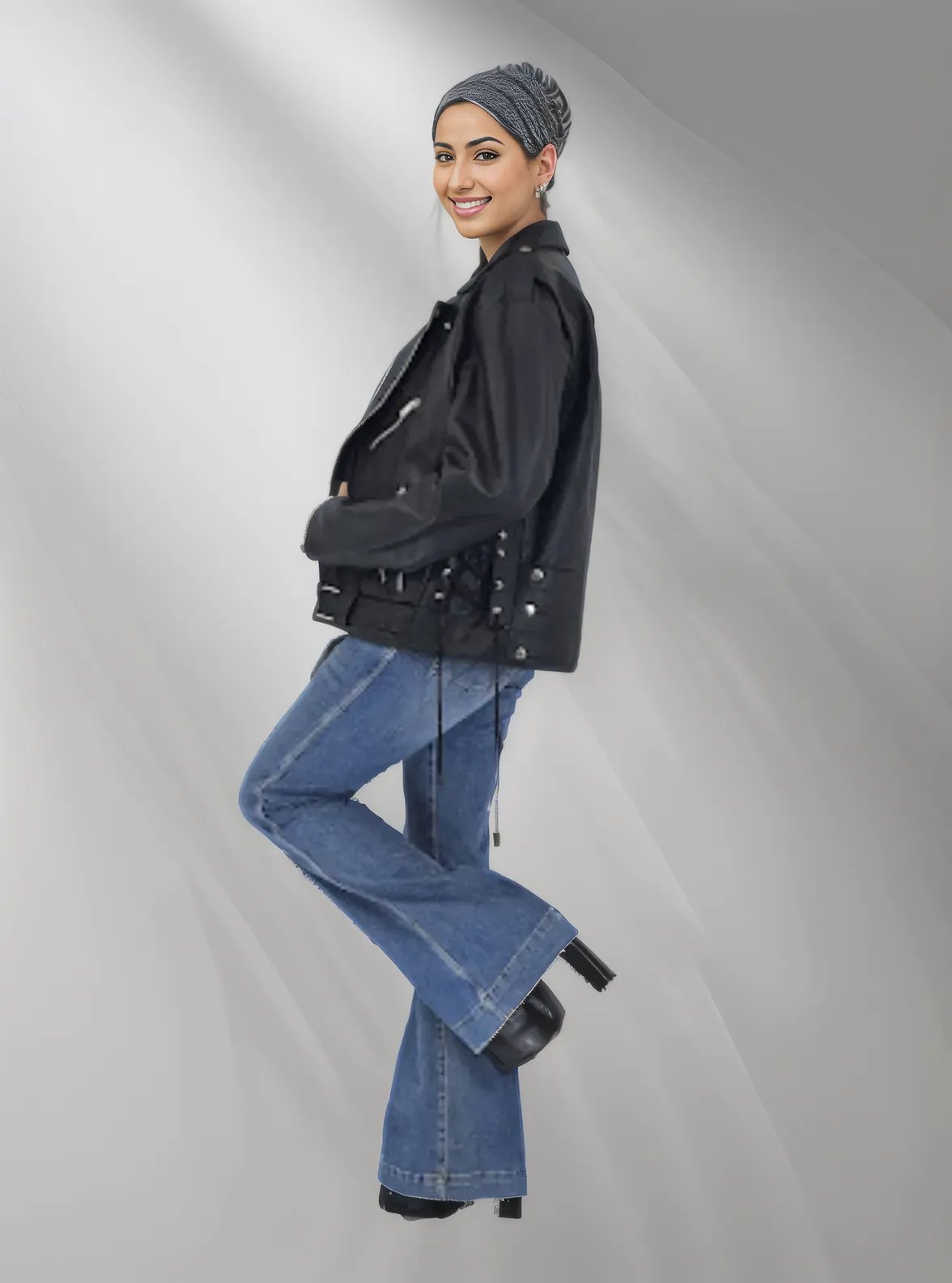 Handcrafted Women's Sheepskin Leather Biker Jacket – Premium Style Black - Tenku Designs