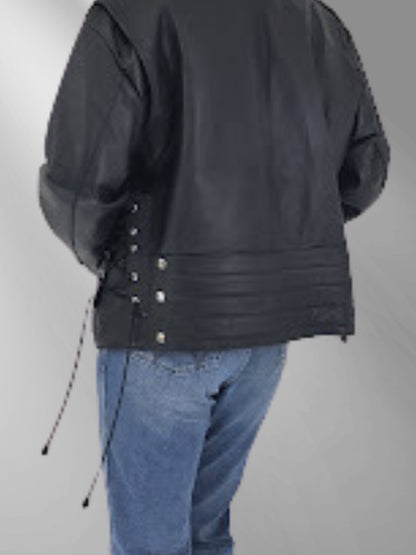 Handcrafted Women's Sheepskin Leather Biker Jacket – Premium Style Black - Tenku Designs