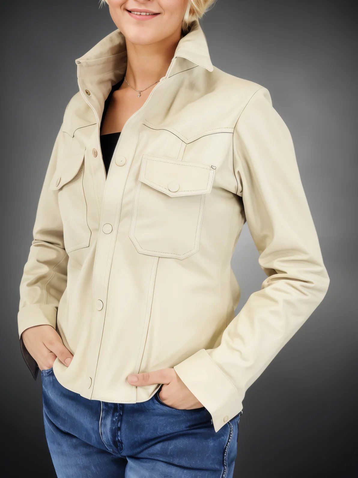 Handcrafted Women's Sheepskin Leather Shirt – Western - Style Bone Button - Up - Tenku Designs