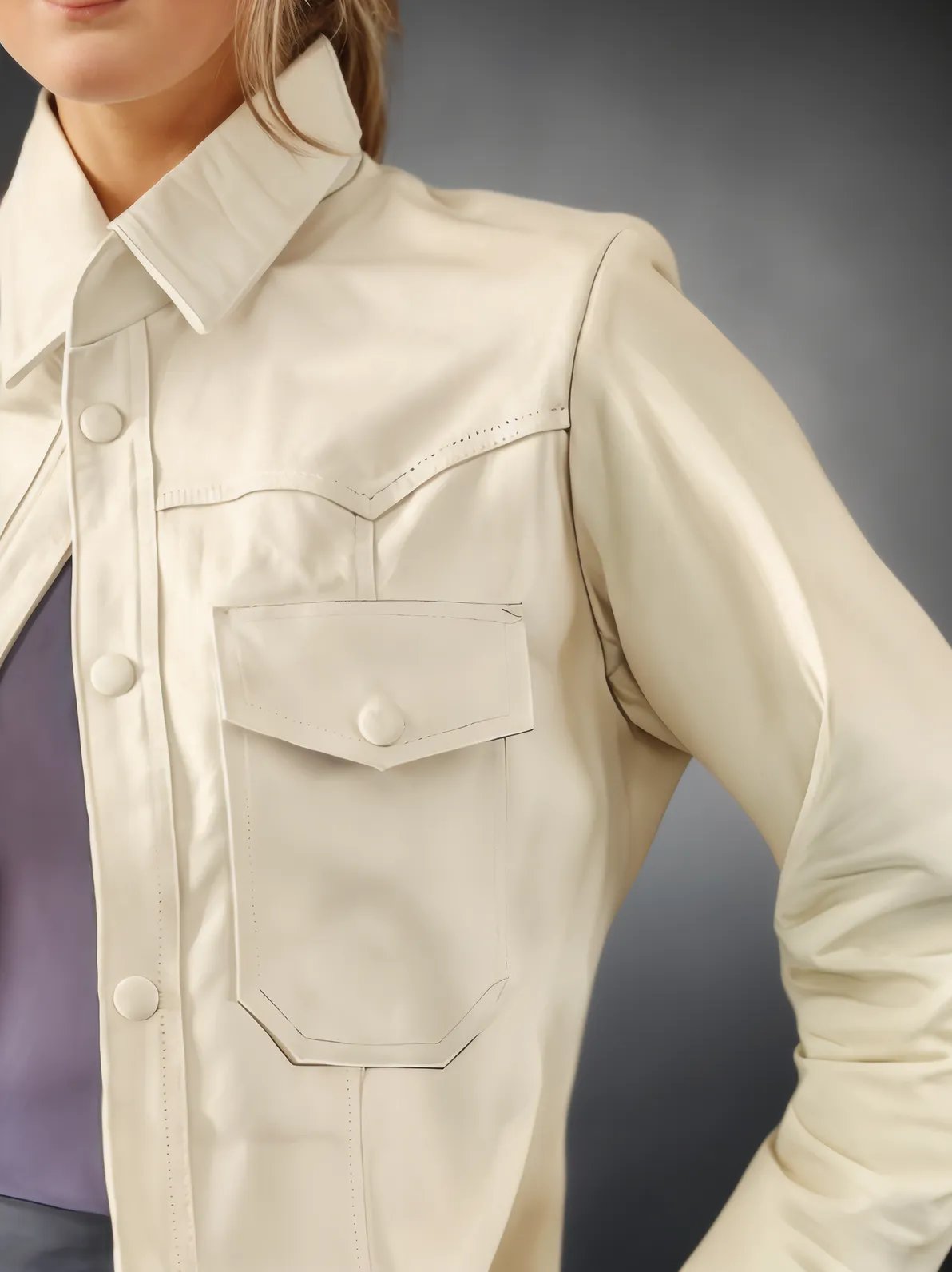 Handcrafted Women's Sheepskin Leather Shirt – Western - Style Bone Button - Up - Tenku Designs