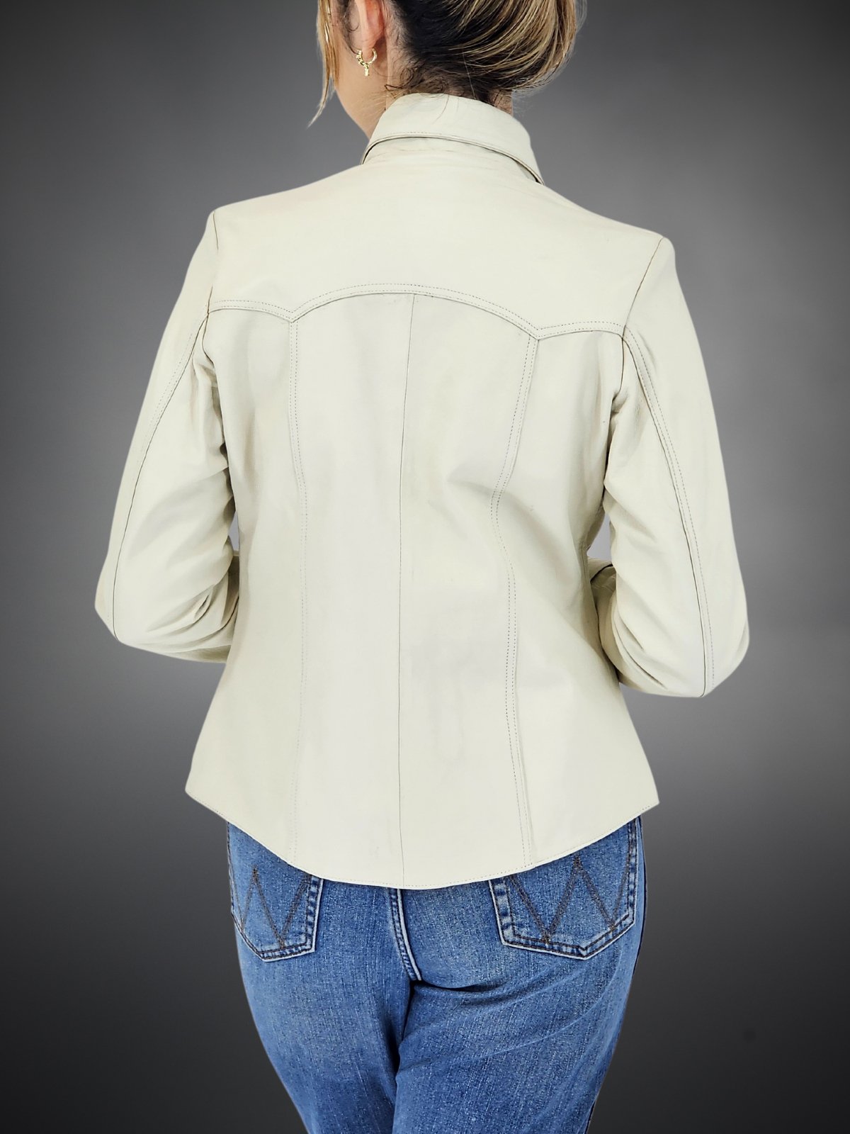 Handcrafted Women's Sheepskin Leather Shirt – Western - Style Bone Button - Up - Tenku Designs